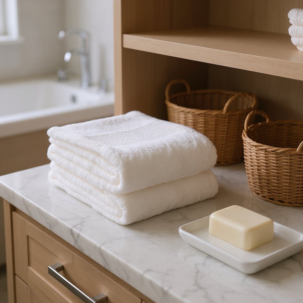 Set of Two Ivory Cotton 30" X 54" Quick Dry Terry Cloth Bath Towels