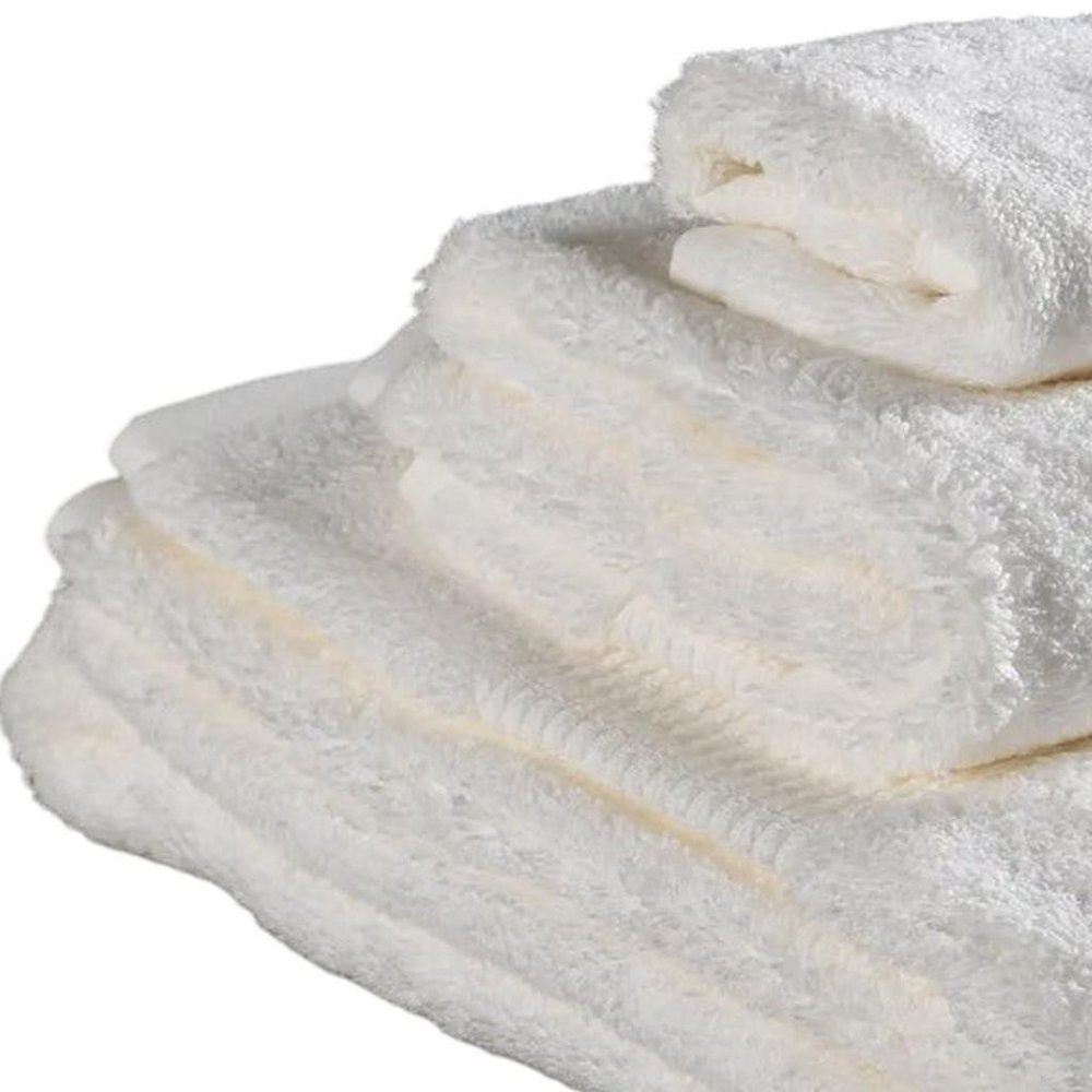 Set of Three Ivory Cotton Quick Dry Terry Cloth Towels