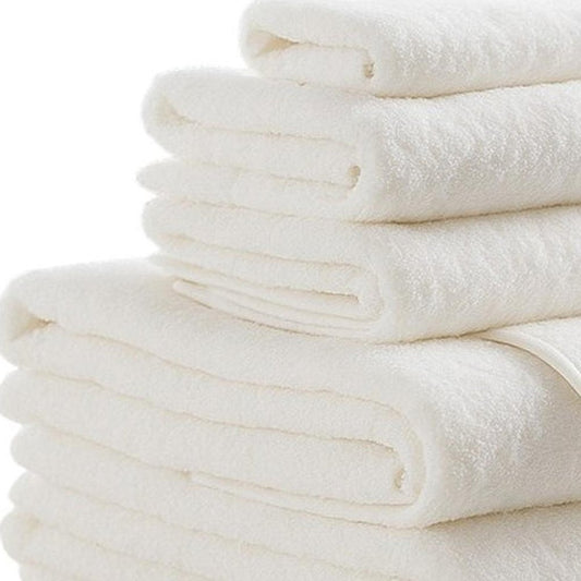 Set of Six Ivory Cotton Quick Dry Terry Cloth Towels