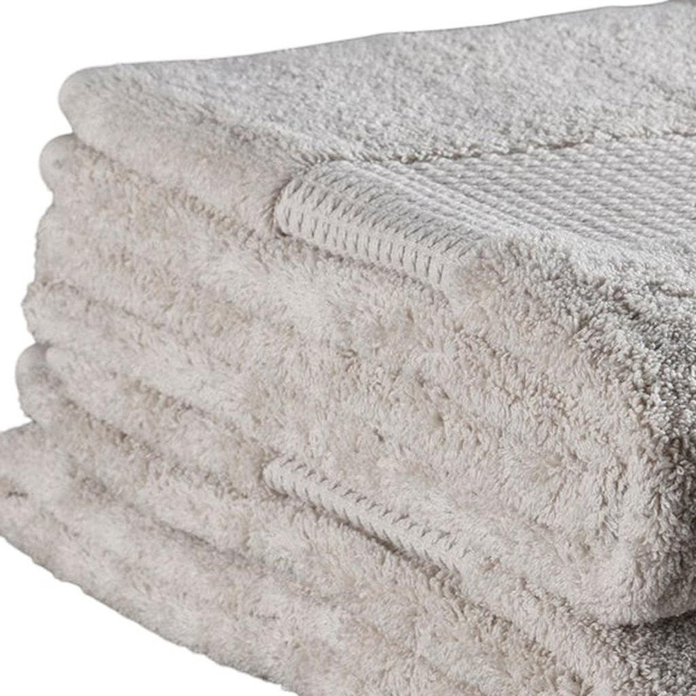 Set of Two Beige Cotton 13" X 13" Quick Dry Terry Cloth Washcloths