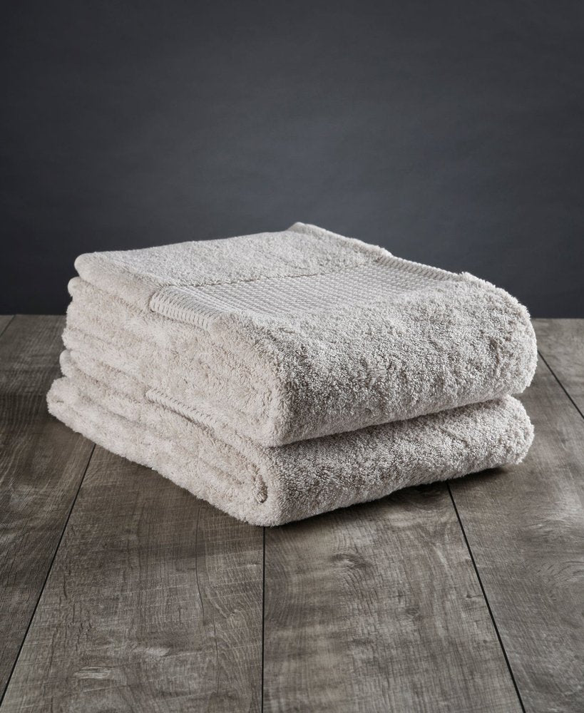 Set of Two Beige Cotton 16" X 30" Quick Dry Terry Cloth Hand Towels