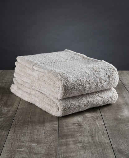 Set of Two Beige Cotton 16" X 30" Quick Dry Terry Cloth Hand Towels