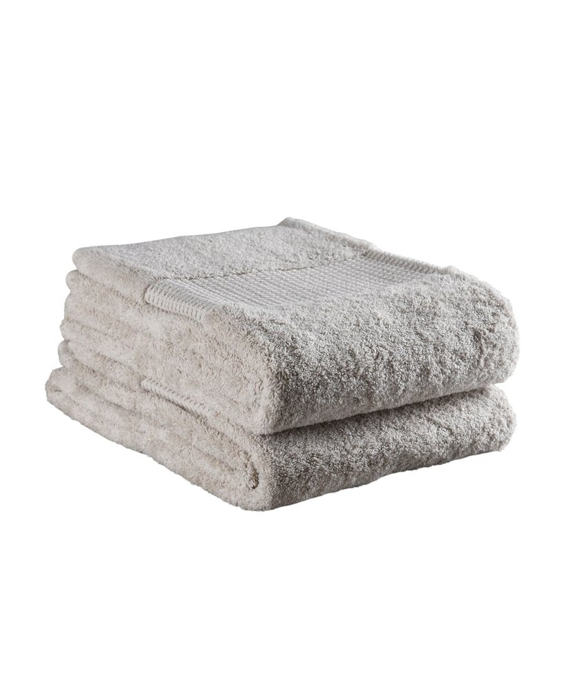 Set of Two Beige Cotton 16" X 30" Quick Dry Terry Cloth Hand Towels