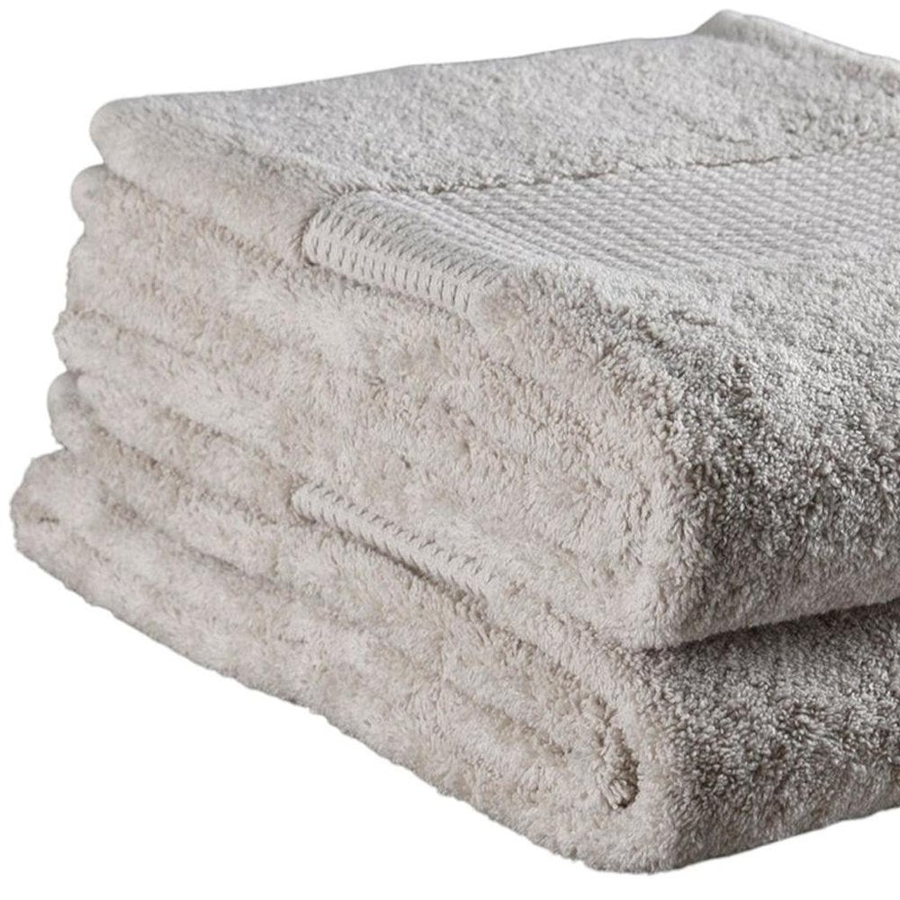 Set of Two Beige Cotton 16" X 30" Quick Dry Terry Cloth Hand Towels