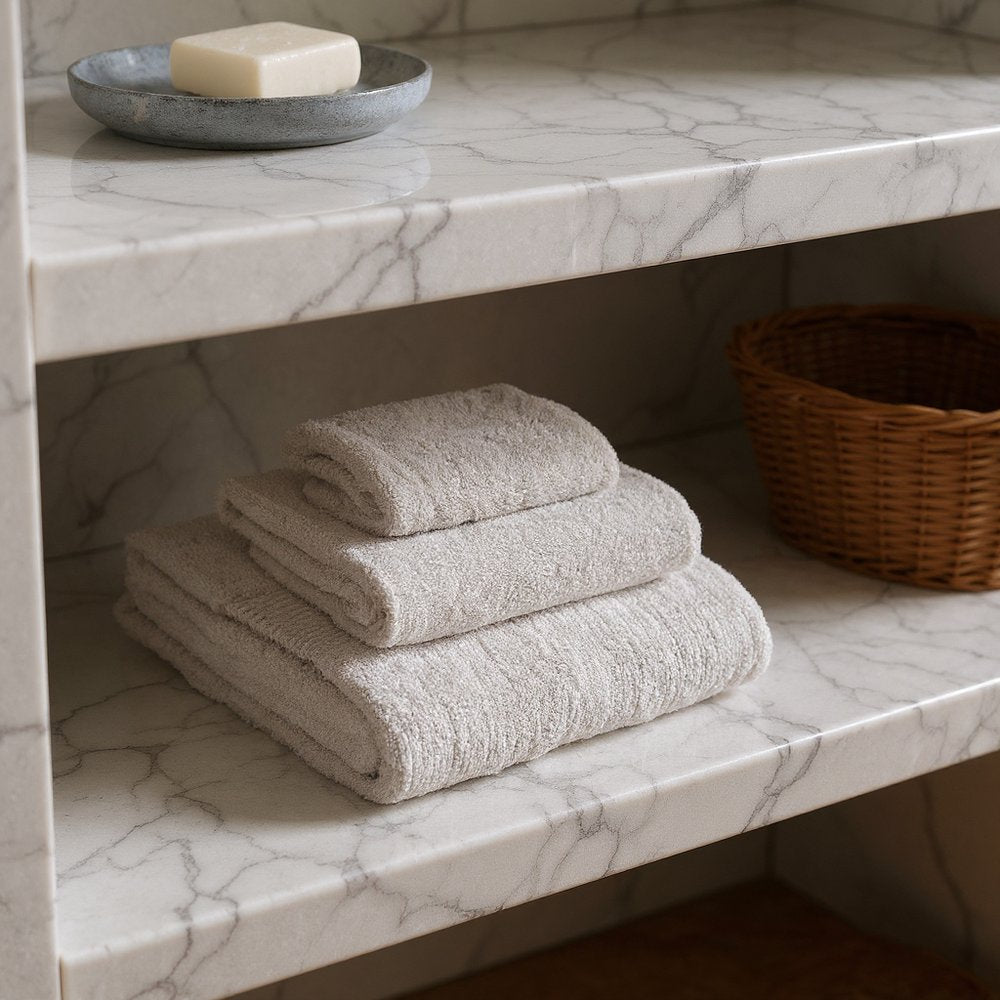 Set of Three Beige Cotton Quick Dry Terry Cloth Towels