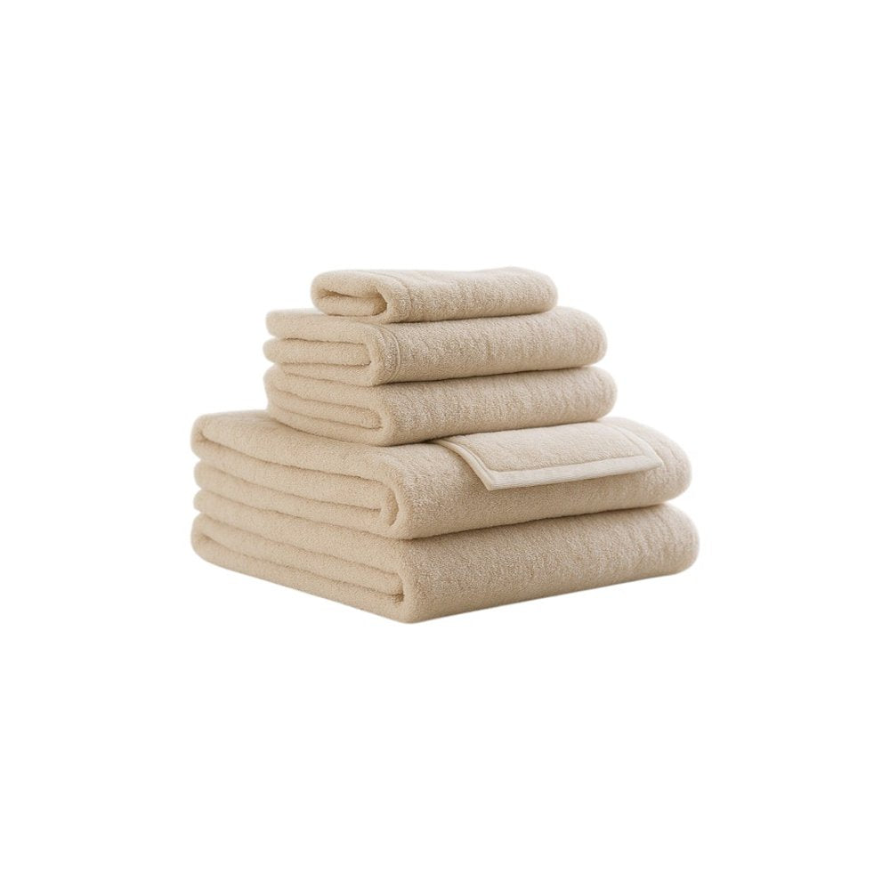Set of Six Beige Cotton Quick Dry Terry Cloth Towels