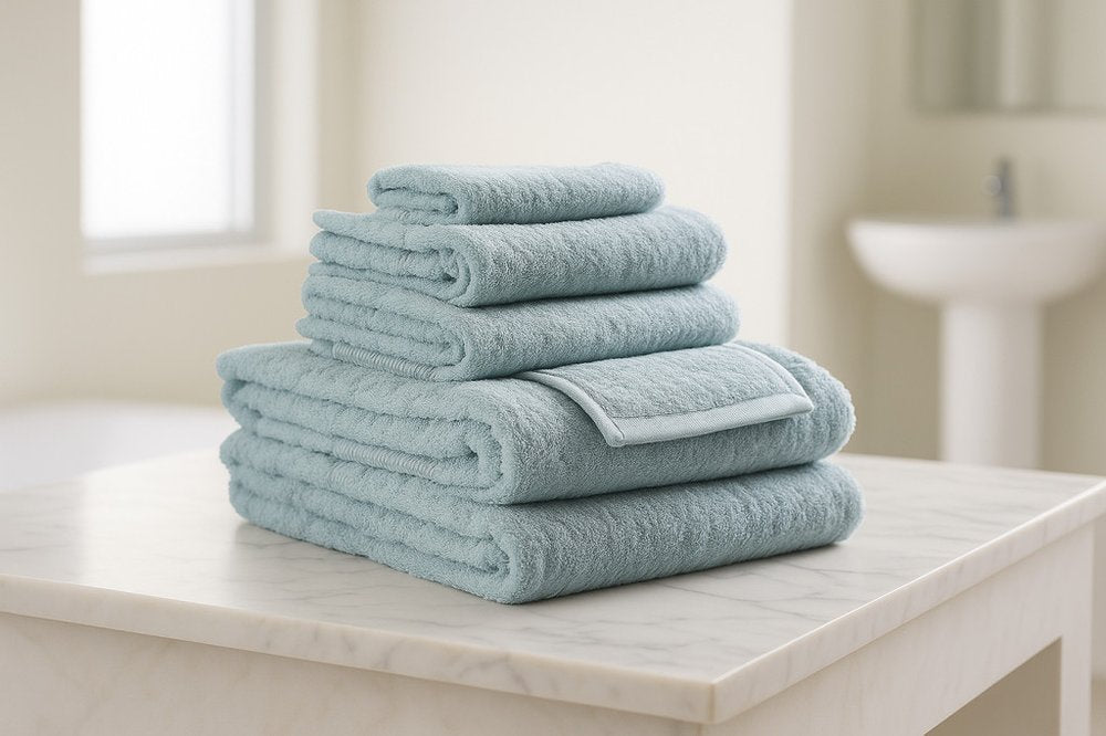 Set of Six Sea Green Cotton Quick Dry Terry Cloth Towels