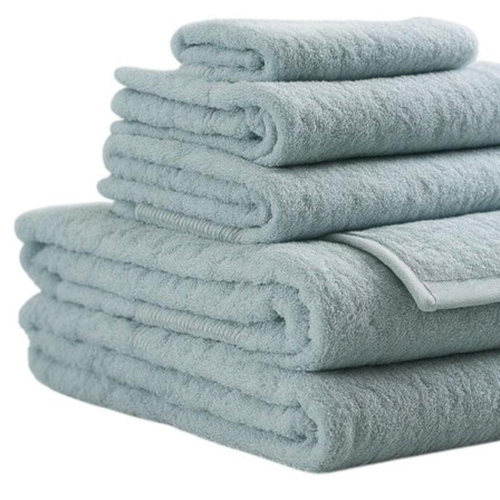 Set of Six Sea Green Cotton Quick Dry Terry Cloth Towels