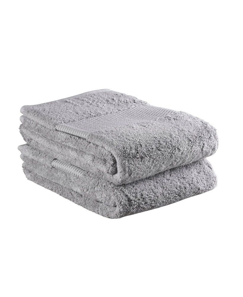 Set of Two Light Gray Cotton 30" X 54" Quick Dry Terry Cloth Bath Towels
