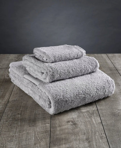 Set of Three Light Gray Cotton Quick Dry Terry Cloth Towels