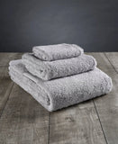 Set of Three Light Gray Cotton Quick Dry Terry Cloth Towels