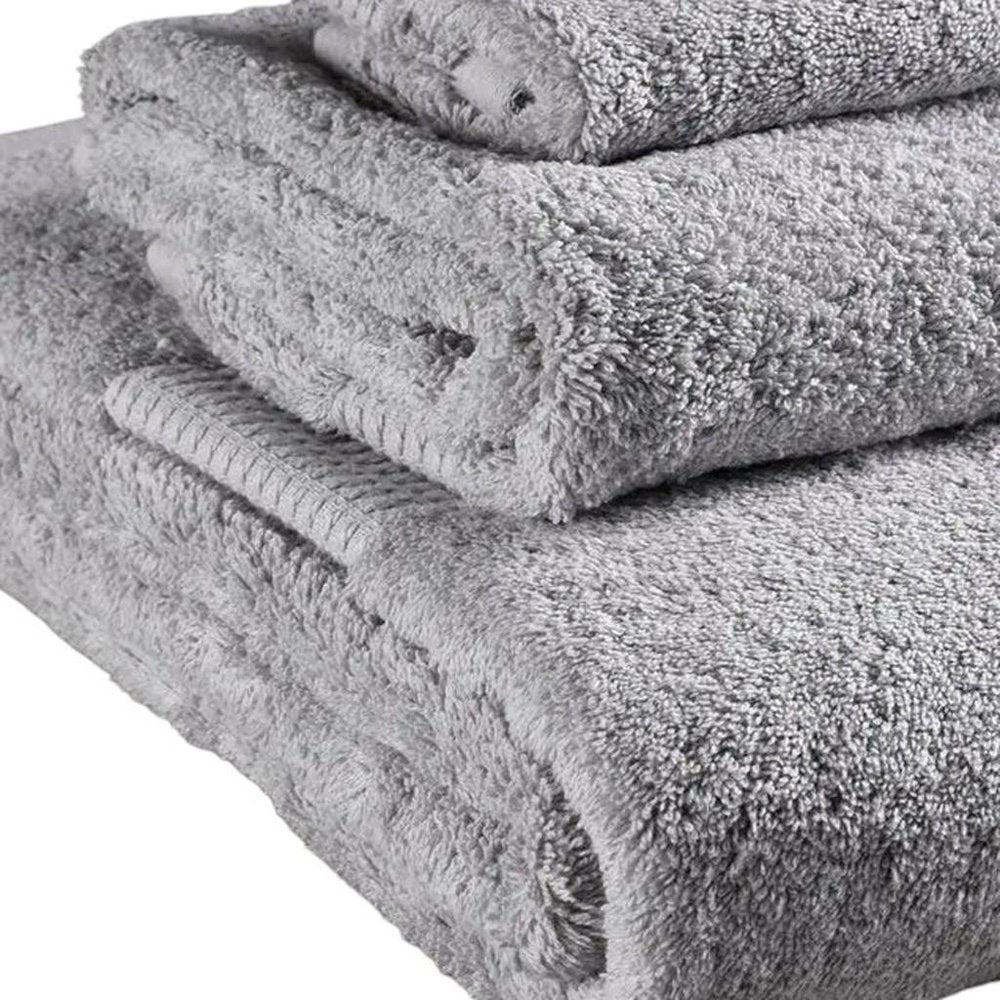 Set of Three Light Gray Cotton Quick Dry Terry Cloth Towels