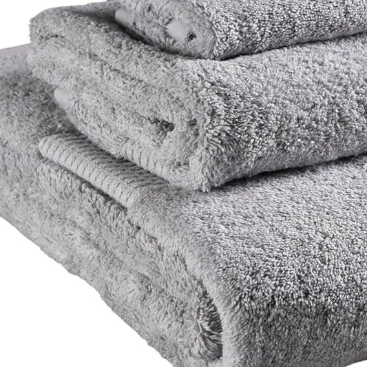 Set of Three Light Gray Cotton Quick Dry Terry Cloth Towels