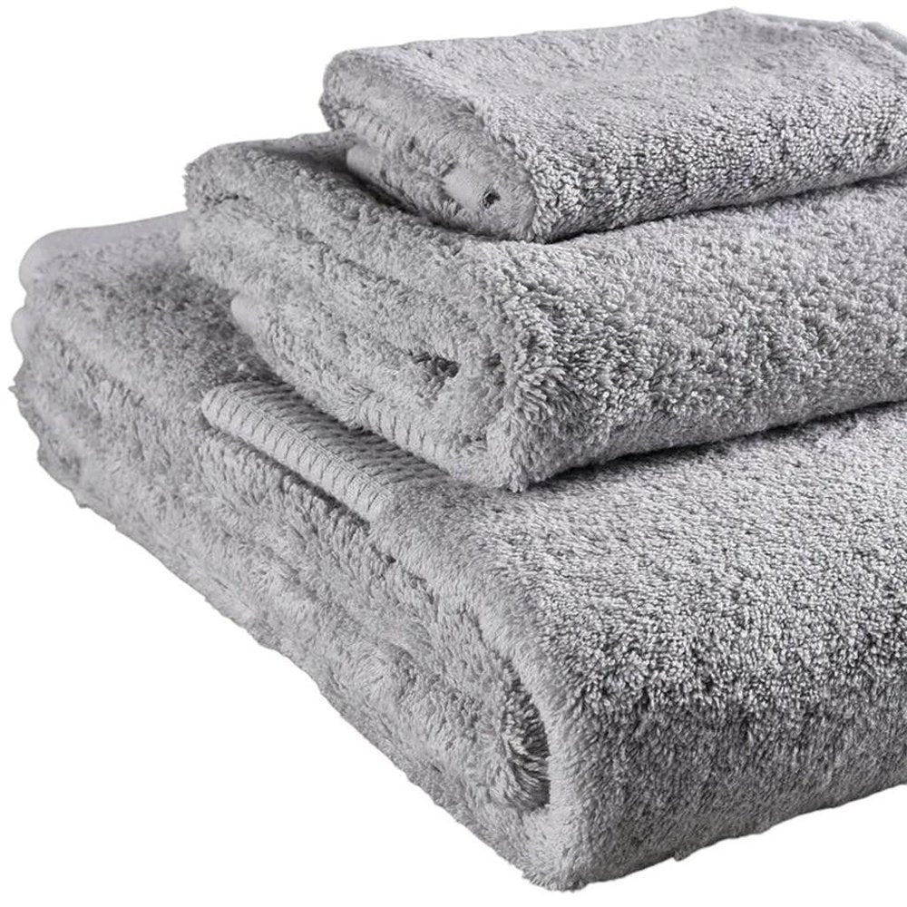 Set of Three Light Gray Cotton Quick Dry Terry Cloth Towels