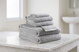 Set of Six Light Gray Cotton Quick Dry Terry Cloth Towels