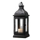 13" Clear And Black Glass And Metal Tabletop Lantern Candle Holder