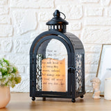 11" Black Glass Tabletop Lantern Candle Holder