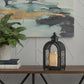 11" Black Glass Tabletop Lantern Candle Holder