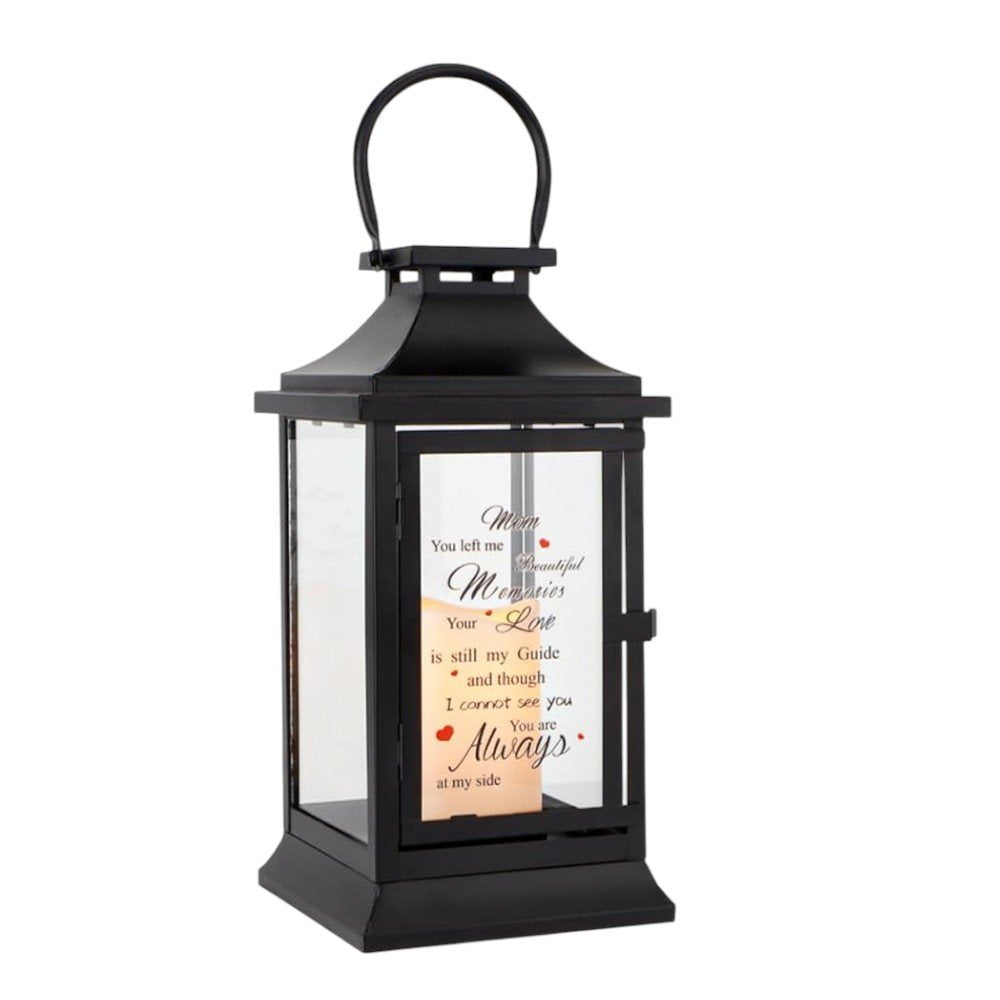 15" Black Glass Tabletop Lantern Candle Holder