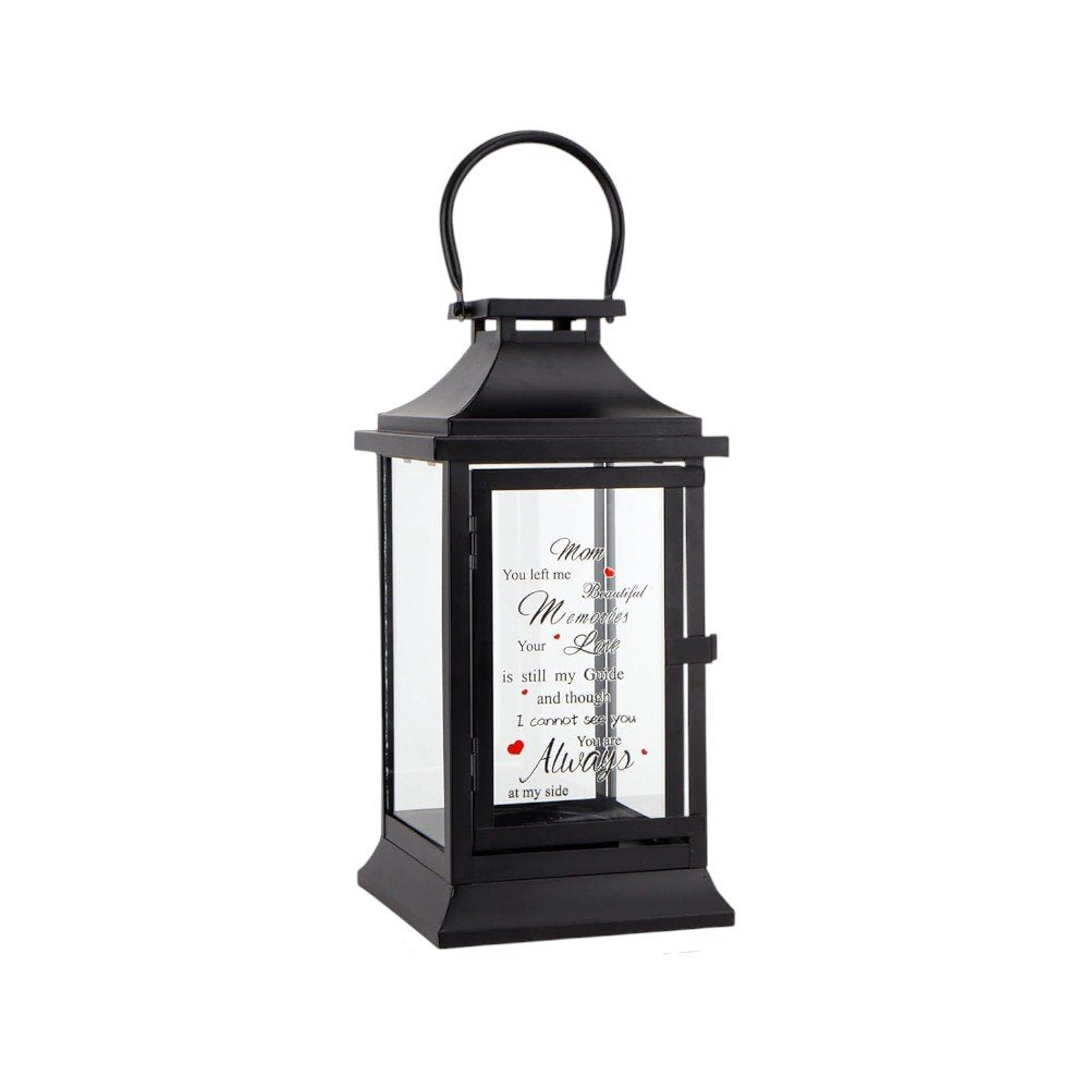 15" Black Glass Tabletop Lantern Candle Holder
