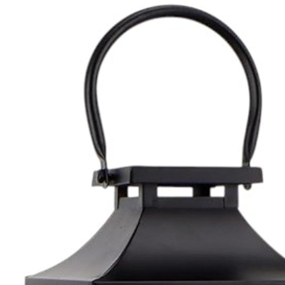 15" Black And Clear Glass And Metal Memorial Remembrance Lantern Candle Holder