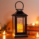 15" Black And Clear Glass And Metal Memorial Remembrance Lantern Candle Holder