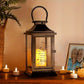 15" Black And Clear Glass And Metal Memorial Remembrance Lantern Candle Holder