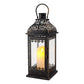 Set of Two Clear And Black Glass And Metal Tabletop Lantern Candle Holders