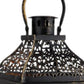 Set of Two Clear And Black Glass And Metal Tabletop Lantern Candle Holders