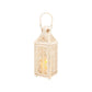 Set of Two White Filigree Metal Tabletop Lantern Candle Holders