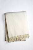 55" X 70" Cream Cotton Blend Plush Throw Blanket with Fringe