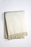 55" X 70" Cream Cotton Blend Plush Throw Blanket with Fringe