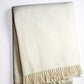 55" X 70" Cream Cotton Blend Plush Throw Blanket with Fringe