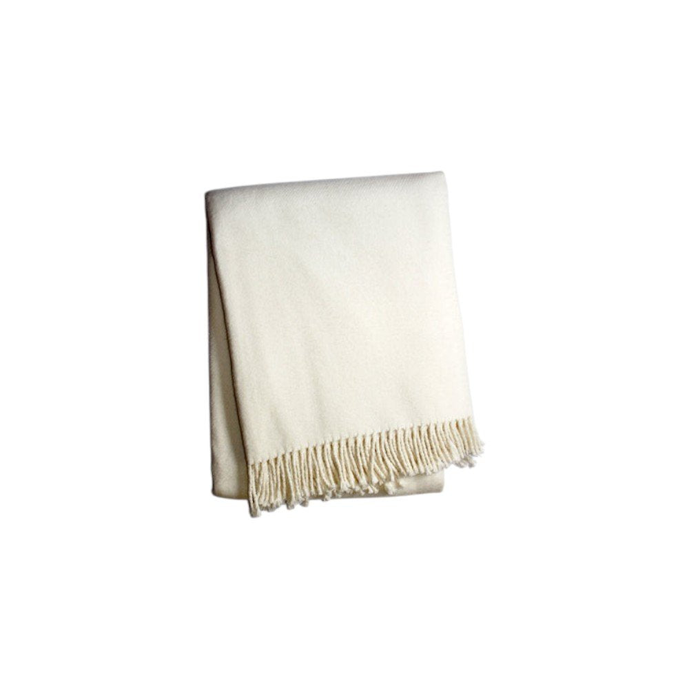 55" X 70" Cream Cotton Blend Plush Throw Blanket with Fringe