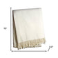 55" X 70" Cream Cotton Blend Plush Throw Blanket with Fringe