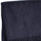 55" X 77" Navy Blue Cotton Blend Woven Plush Throw Blanket with Fringe