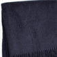 55" X 70" Navy Blue Cotton Blend Plush Throw Blanket with Fringe