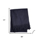 55" X 77" Navy Blue Cotton Blend Woven Plush Throw Blanket with Fringe