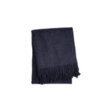 55" X 77" Navy Blue Cotton Blend Woven Plush Throw Blanket with Fringe