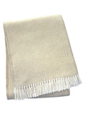 55" X 70" Linen And White Cotton Blend Herringbone Throw Blanket with Fringe