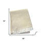 55" X 70" Linen And White Cotton Blend Herringbone Throw Blanket with Fringe