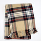 55" X 77" Camel Black Red And White Cotton Blend Plaid Throw Blanket with Fringe