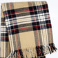 55" X 70" Camel Black Red And White Cotton Blend Plaid Throw Blanket with Fringe