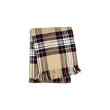 55" X 77" Camel Black Red And White Cotton Blend Plaid Throw Blanket with Fringe