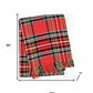 55" X 70" Red Black And White Plaid Cotton Blend Plaid Throw Blanket with Fringe