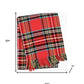 55" X 77" Red Black And White Plaid Cotton Blend Plaid Throw Blanket with Fringe