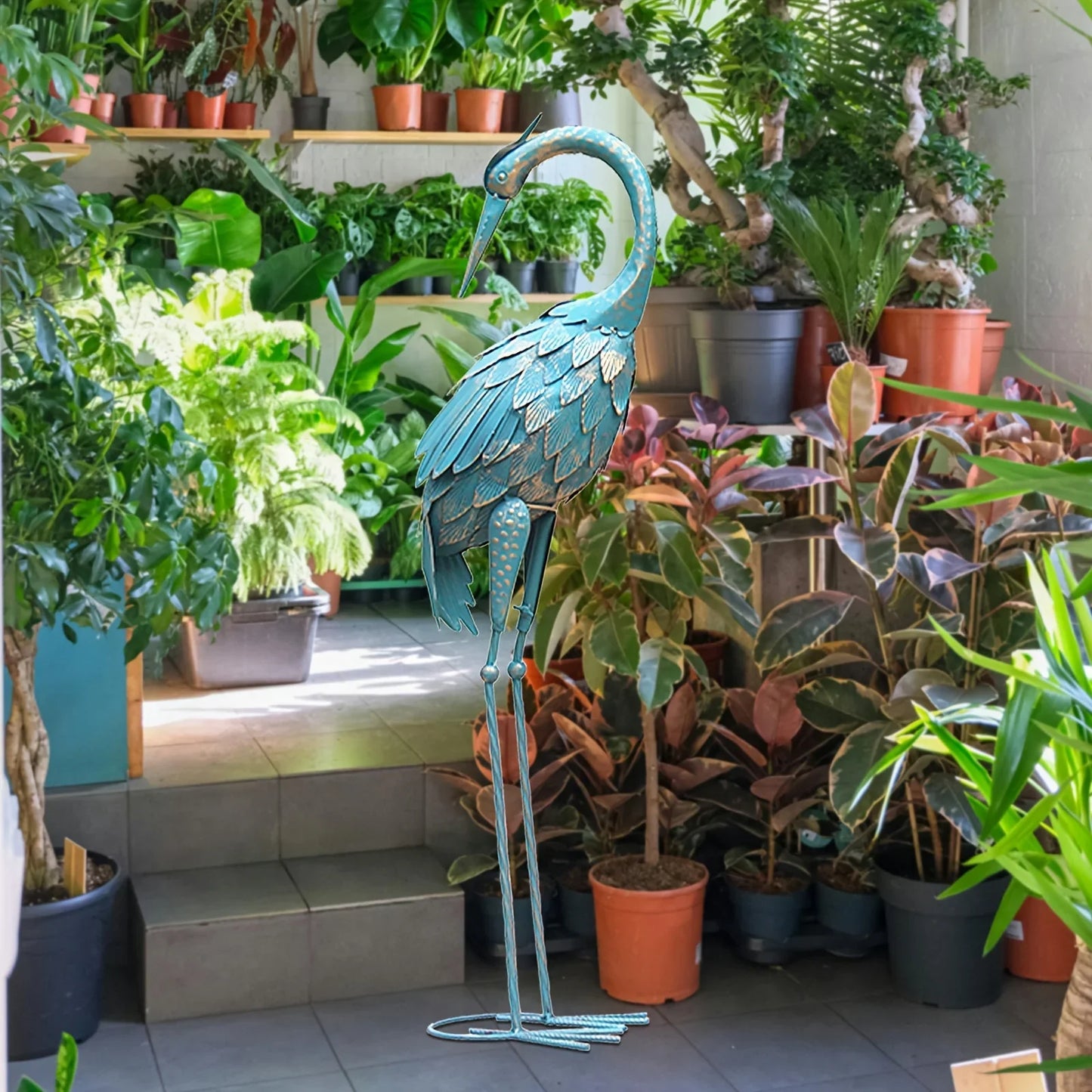 35" Light Orange Metal Hand Painted Figurine