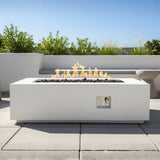 60000 BTU 60" White Magnesium Oxide Propane Rectangular Fire Pit Table With Cover