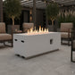 60000 BTU 60" White Magnesium Oxide Propane Rectangular Fire Pit Table With Cover