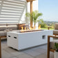 60000 BTU 60" White Magnesium Oxide Propane Rectangular Fire Pit Table With Cover